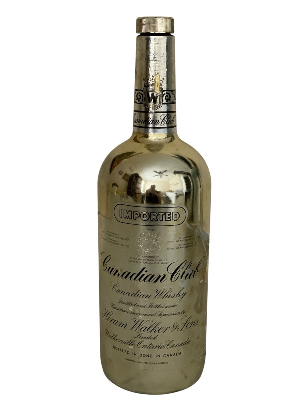 Vintage 1976 Canadian Club Gold Whisky Bottle Olympics Commemorative EMPTY